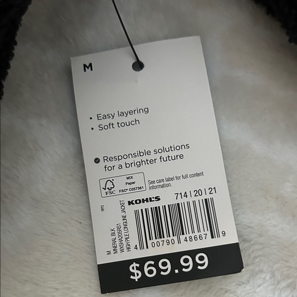 FLX Women’s Black High Pile Longline Full Zip Coat Jacket, Size L-XL, NWT - Picture 9 of 11